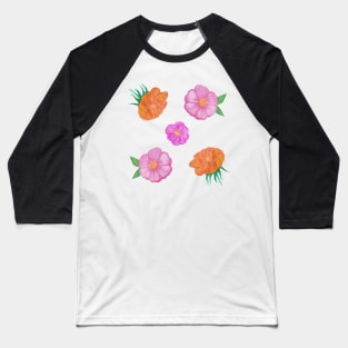 Orange and Pink Hand Painted Watercolour Flowers Pack Baseball T-Shirt